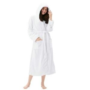 COOVA Robe Women Size Small Plush Soft Hood Fluffy Warm Long Fleece Bathrobe S2